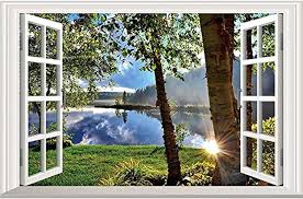 View From My Window window with tree and lake